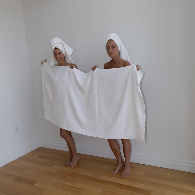 Mosobam Luxury Turkish Towels Set of 4 Bath Sheets 35X70 White Oversize 700 GSM - Image 5