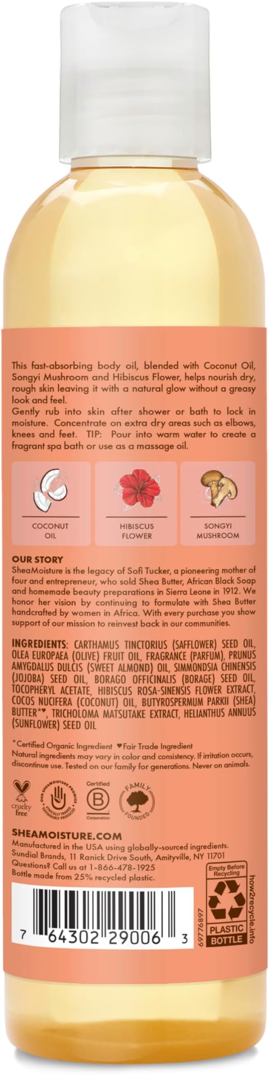 Shea Moisture Coconut & Hibiscus Massage Oil and Body Oil - Image 2
