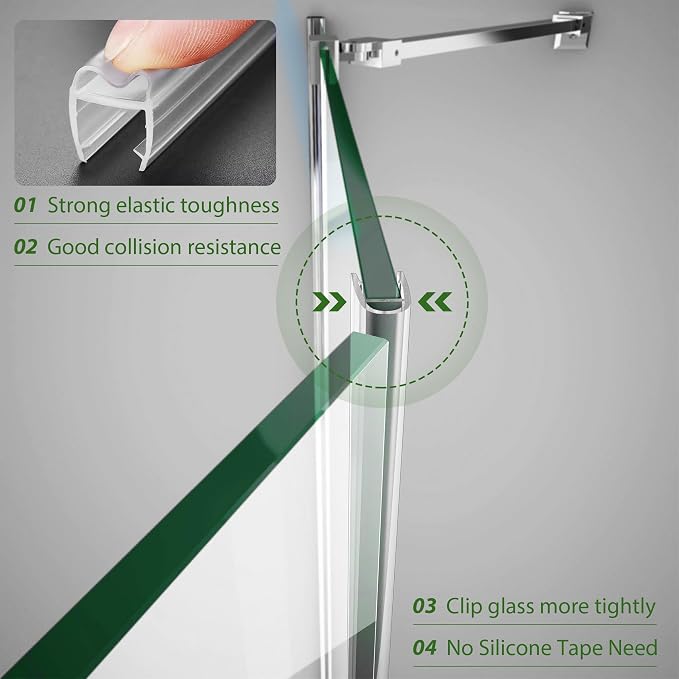 Shower Door Seal Strip, 2 Pack*78" L U-Shape Shower Door Side Seal Bottom Seal - Image 5