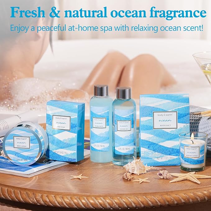 Bath and Body Gift Set for Women, Body & Earth Ocean Gift Basket, Body Lotion - Image 2