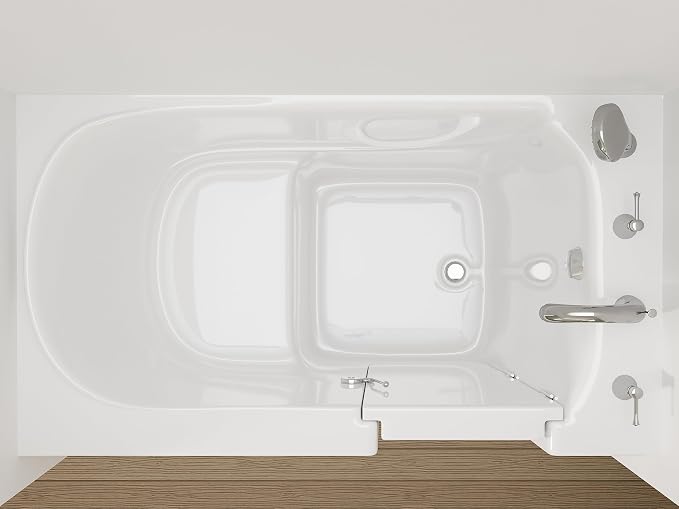 ANZZI Walk In Tub 53'' x 30'' Right Drain Oriented Tub in White, Easy Entry - Image 4