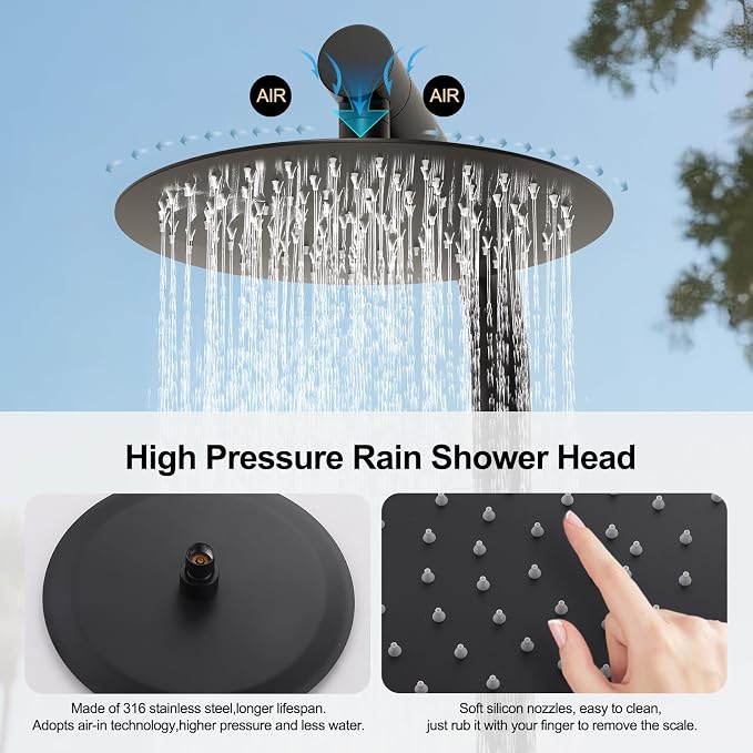 RBROHANT Freestanding Outdoor Shower Black, 316 Marine Grade Stainless Steel - Image 9