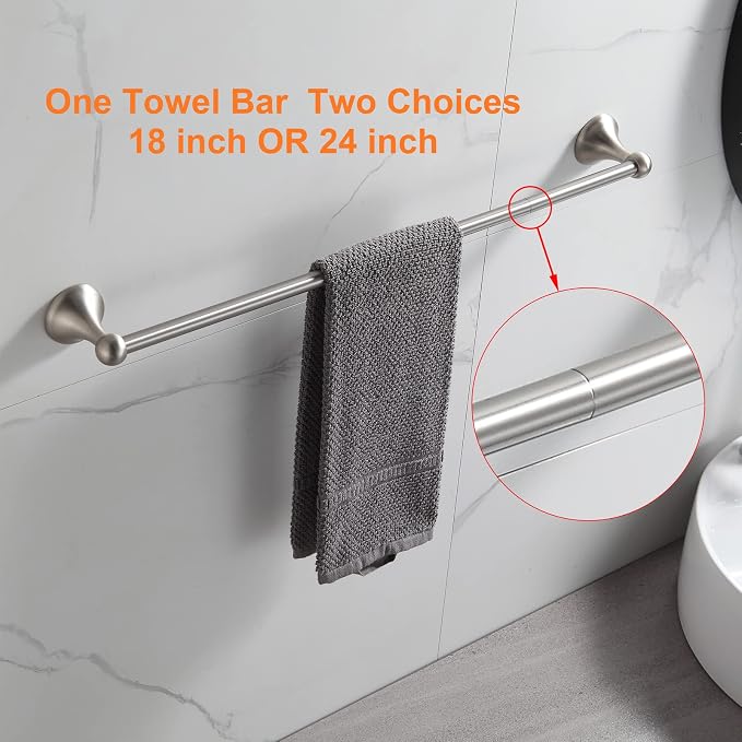 BGL Bathroom Hardware Set Brushed Nickel Adjustable Expandable Bath Towel Bars - Image 3