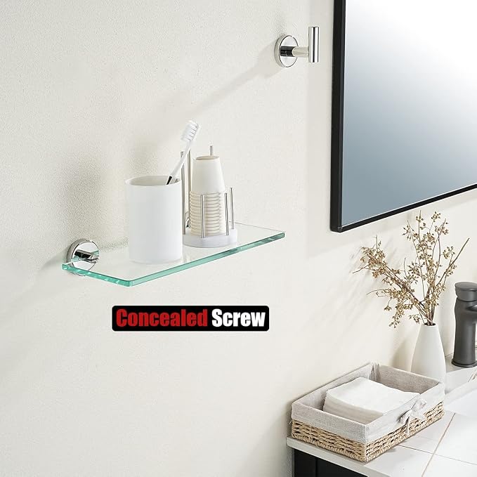 JQK Bathroom Glass Shelf Chrome, Tempered Glass Shower Storage 12 by 5 inches - Image 5