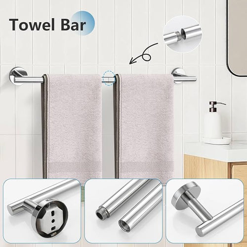 10-Piece Towel Bar Set Polished Chrome Bathroom Hardware Accessories Set - Image 2