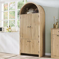 71" Tall Arched Kitchen Pantry, Modern Fluted Wood Storage Cabinet by IFGETEnrichYourLivingSpace