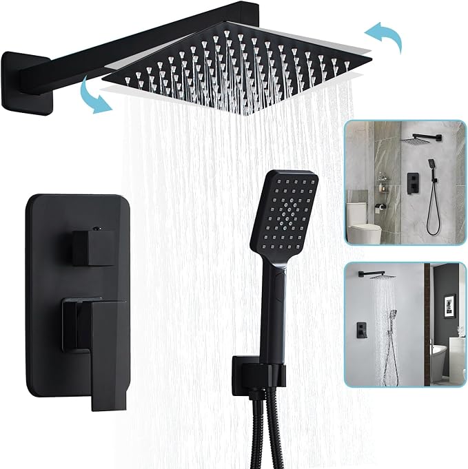 8 Inch Shower System with Tub Spout, Square High Pressure Shower Head, by Anksaysh