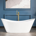 Sarlai 67 Inch Acrylic Freestanding Soaking Bathtub Contemporary Soaking White by Sarlai