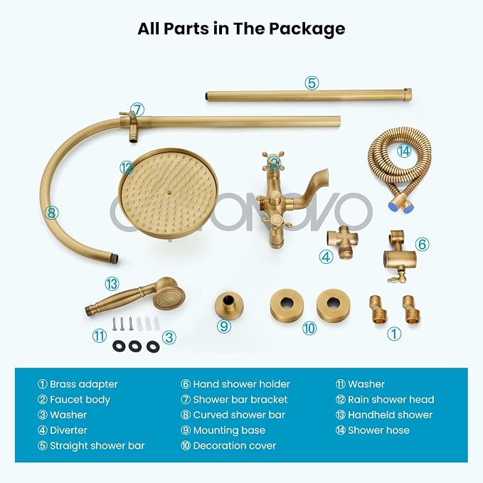 gotonovo Exposed Bathroom Shower System Classic Shower Kit 8 Inch Luxurious - Image 9