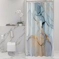 Gibelle Small Stall Shower Curtain 36 x 72, Narrow Half Abstract Grey Blue by Gibelle