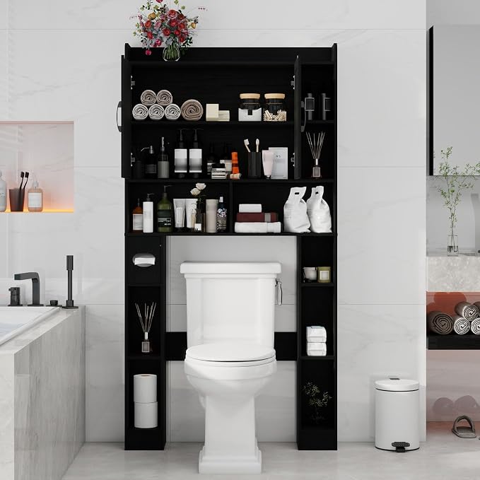 Vabches Over The Toilet Cabinet, Double Doors Bathroom Shelf Organizer - Image 4