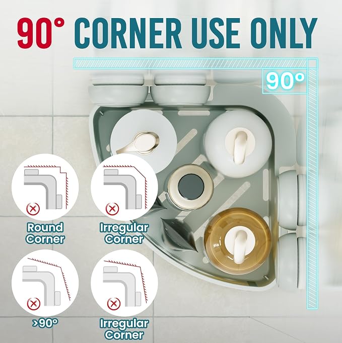 TAILI Corner Shower Caddy with Suction Cups, Wall Mounted Organizer Plastic Rack - Image 5