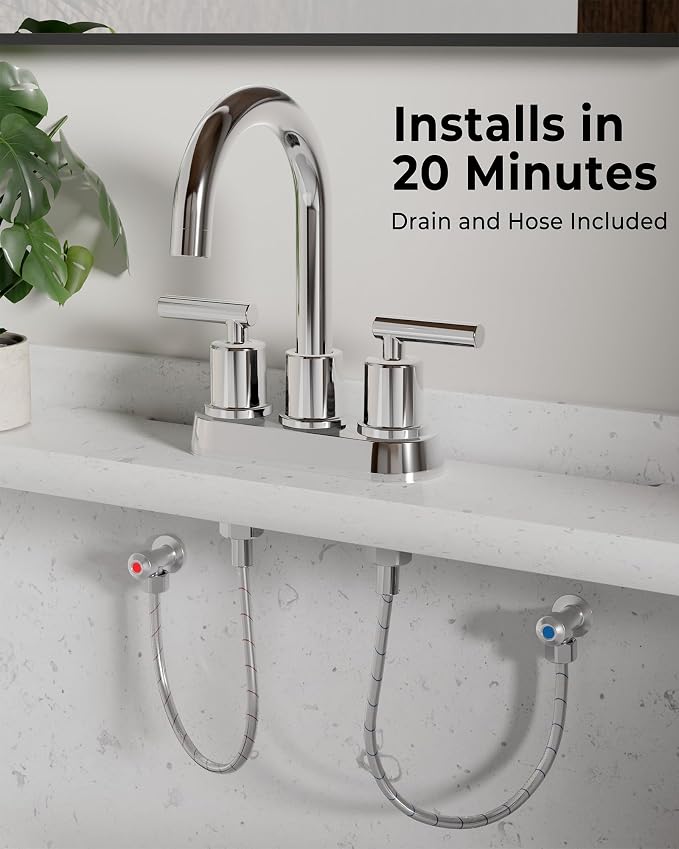 VXV Bathroom Faucet 4 Inch 2 Handle Centerset Sink Faucet 360 Swivel Spout - Image 5