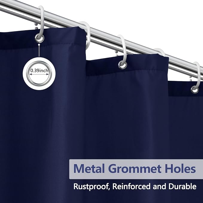 72 x 78 inch Navy Blue Extra Long Fabric Shower Curtain Liner, Waterproof Cloth - Image 6
