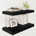 Black Floating Shelves for Wall 24 Inches Long, Heavy Duty Shelf for Bedroom by VIVELOVE