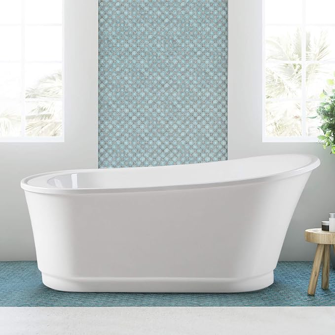 FerdY Langkawi 59" Acrylic Freestanding Bathtub, cUPC Certified, Chrome Drain by FerdY