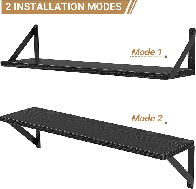 Heimlove Floating Shelves for Wall, 24 Inch Long Wood Floating Shelves Set of 3 - Image 5