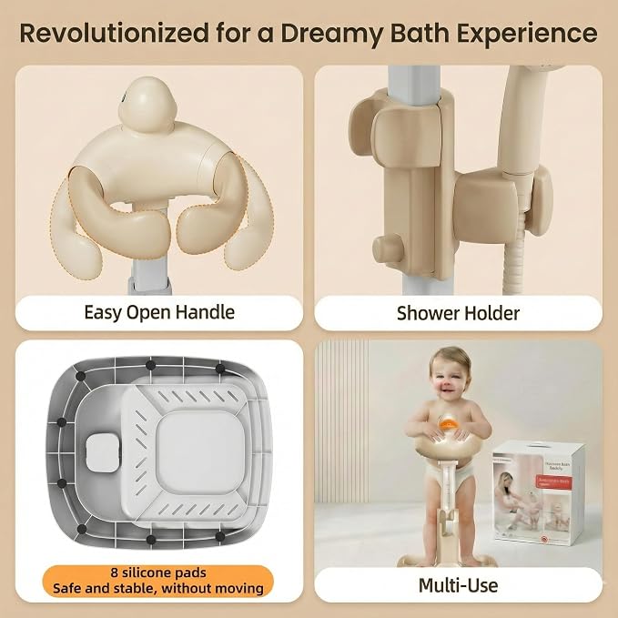 Baby Bath Stand with Built-in Seat - Image 2