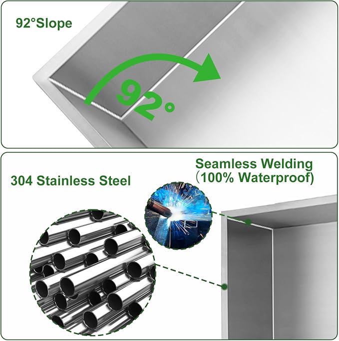 Shower Niche, 8 * 24 Stainless Steel Elegant Bathroom Niche, No Tile Needed - Image 3