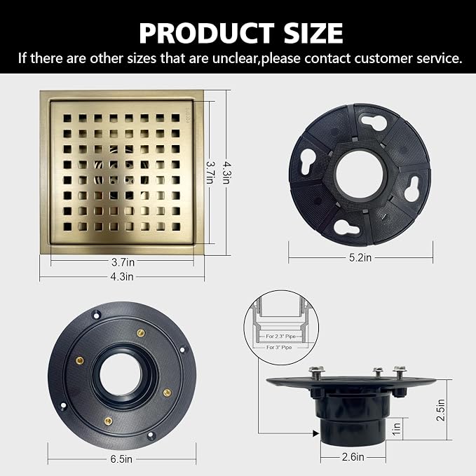 4 Inch Square Shower Drain - Image 2