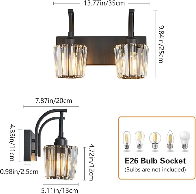 Modern Bathroom Vanity Light, 2-Light Black Wall Sconce - Image 4