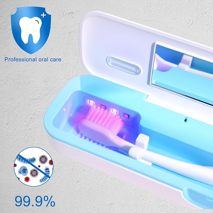 UV Toothbrush Sanitizer and Holder, Portable Travel Case and Cover, Toothbrush - Image 2