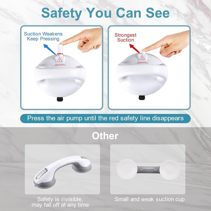Upgraded Suction Shower Grab Bar, Extra Strong 418lb Suction Handle - Image 2