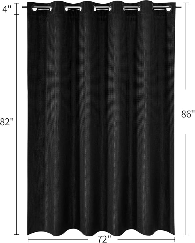 MitoVilla No Hooks Needed Extra Long Shower Curtain Liner Set, 86 inch XL Black - Image 7