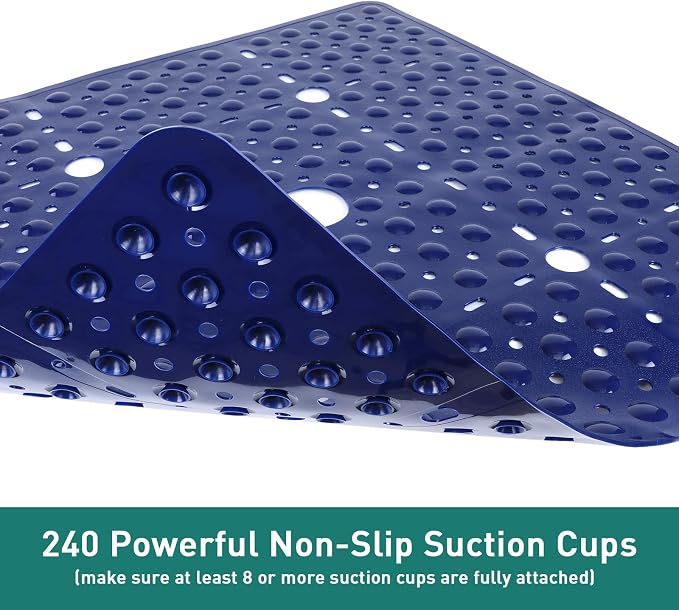 Large Navy Blue Square Shower Mat Non Slip 27 x 27 Inch, Soft Bath Mat Tub Mat - Image 4