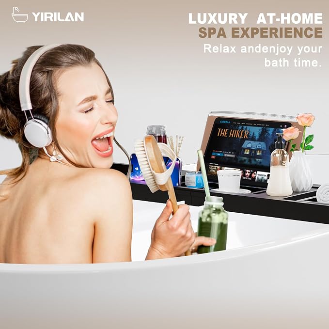 Yirilan Foldable Bathtub Caddy, Expandable Bath Tray, Unique House Warming Gifts - Image 4