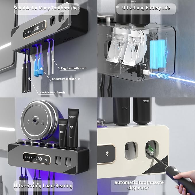 Automatic Toothpaste Dispenser, Rechargeable Toothbrush Holders - Image 8