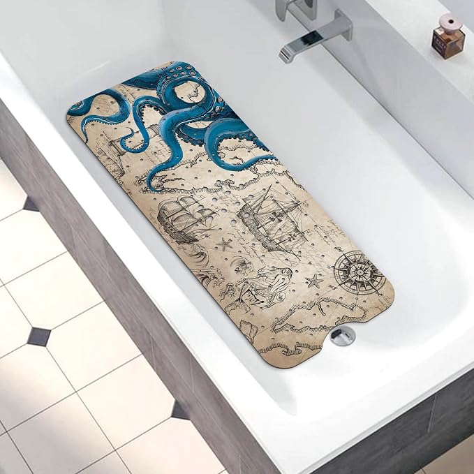 Bathtub Mat Non Slip, Octopus Extra Long Bath tub Mat Shower Floor Mat - Image 5