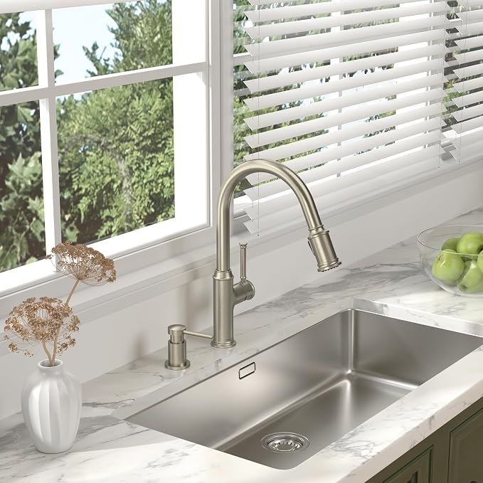 Lava Odoro Soap Dispenser for Kitchen Sink, Modern Brass Built in Countertop - Image 7
