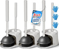 3Pack 2 in 1 Toilet Brush and Plunger Set, Extended Handle Plunger, Toilet Bowl by FORASTO