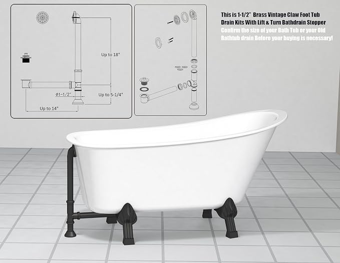 Artiwell Vintage Claw Foot Tub Drain Kit - Image 3