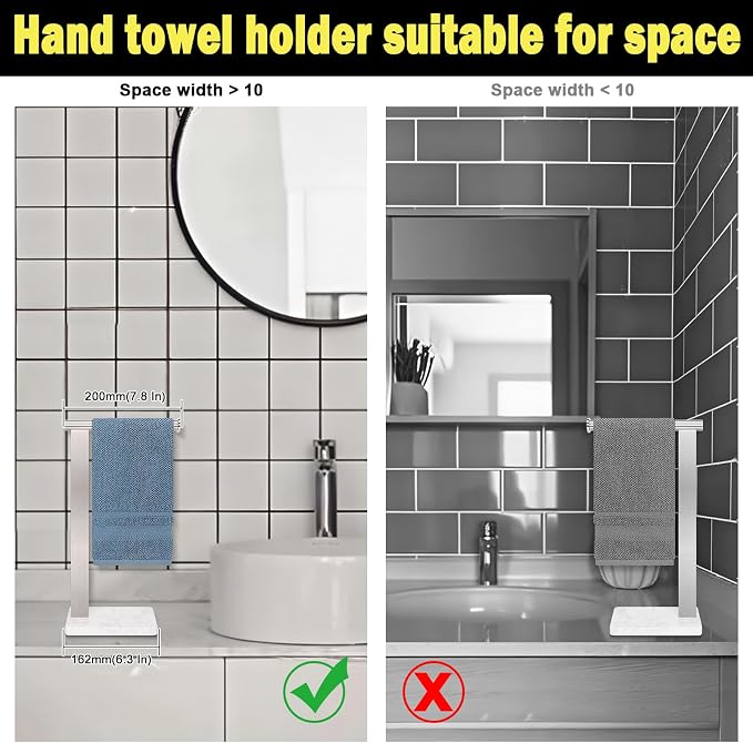 Stainless Steel L-Shaped Hand Towel Holder, SUS304 Bathroom Towel Rack - Image 3