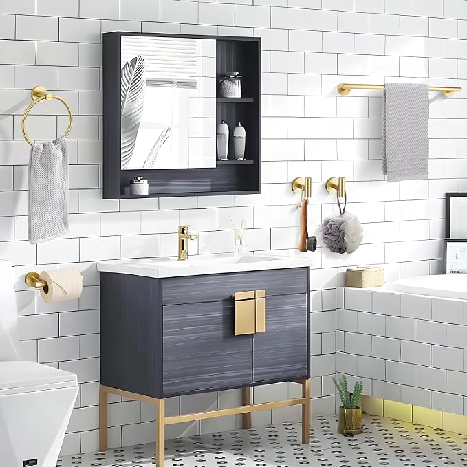 Lairuier Brushed Gold Bathroom Hardware Set, 10-Piece Towel Bar Set SUS304 - Image 7