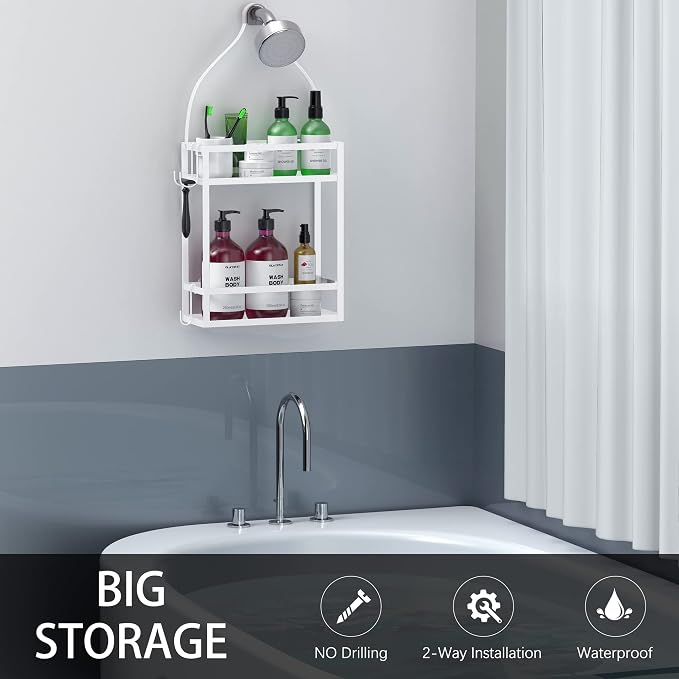 Meangood Shower Caddy 10.4" x 4.5" x 22.04" Hanging Shower Caddy Organizer Over - Image 3