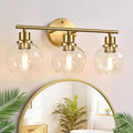 3-Light Bathroom Light Fixtures, Brushed Gold Modern Vanity Lights Over Mirror by Indoibrightenyourbathroom