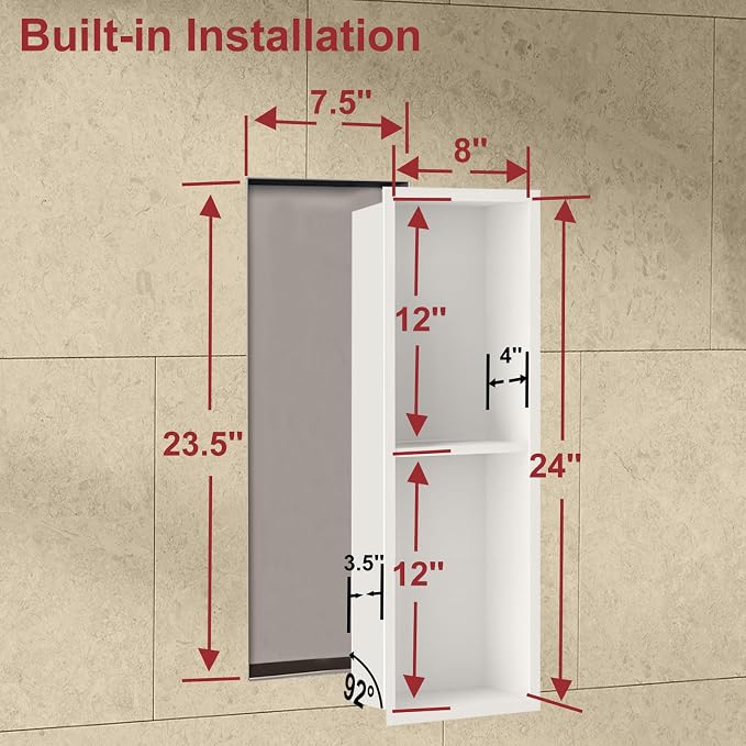 Shower Niche, 8 * 24 Stainless Steel Elegant Bathroom Niche, No Tile Needed - Image 2