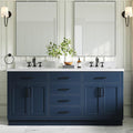 ARIEL Hepburn 72" Midnight Blue Double Vanity, 1.5" Edge Carrara Quartz by Ariel