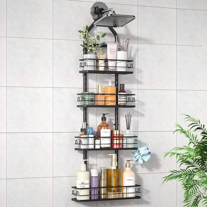 Shower Caddy Hanging Rustproof, 4 Tier Adjustable Hanging Shower Caddy Over by Unknown