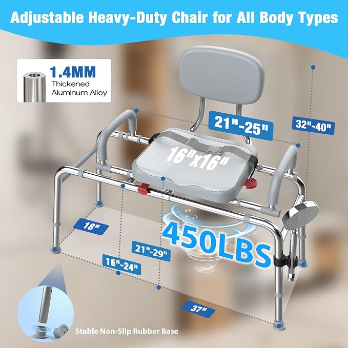 Sliding Shower Chair Tub Transfer Bench - Image 2