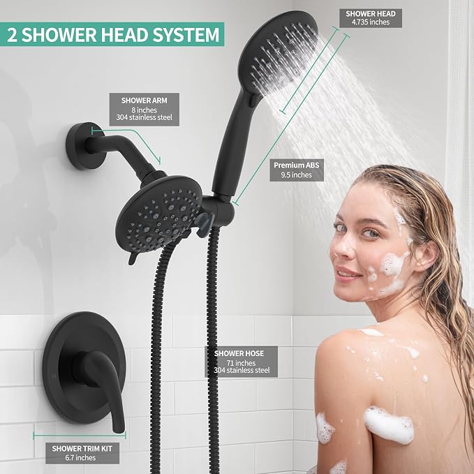 SR SUN RISE 6-Spray Shower Faucet 3-Way Combo Shower Head and Hand Held Shower - Image 3