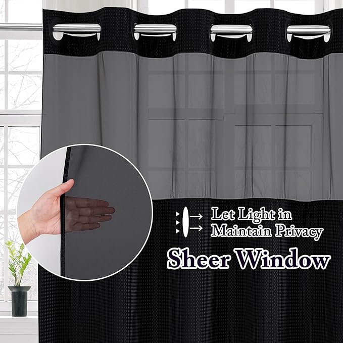 Gibelle No Hook Waffle Weave Shower Curtain - Image 2