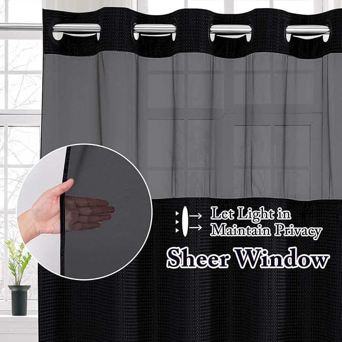 Gibelle Extra Long Shower Curtain 72x86, Waffle Weave Bathroom Shower Curtain - Image 2