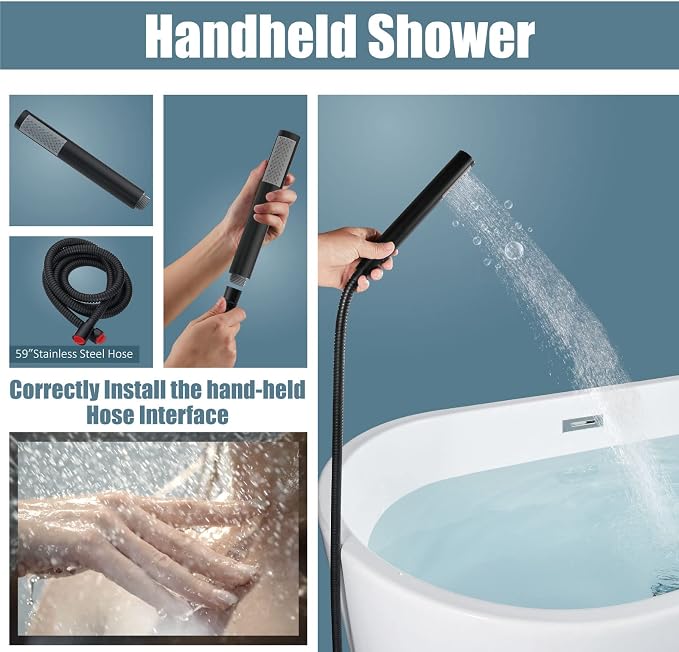 Aolemi Floor Mount Bathtub Faucet Freestanding Tub Filler Standing High Flow - Image 5
