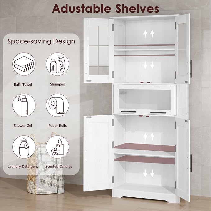 GarveeHome Tall Bathroom Cabinet, 67 in Storage Cabinet - Image 4