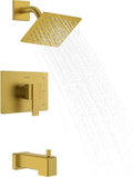 KENES Brushed Gold Tub and Shower Trim Kit, Square Tub Shower Faucet Set by KENESBathroomKitchen