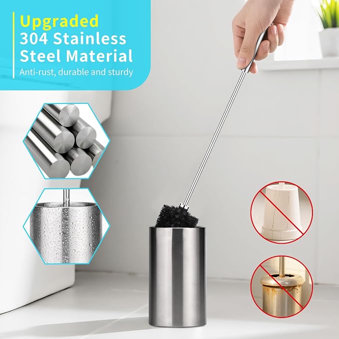 Toilet Bowl Brush and Holder Solid Long Handle Toilet Brush - Image 5